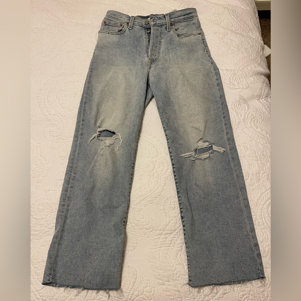 Levi's Light Blue Ribcage Straight Jeans Button Fly